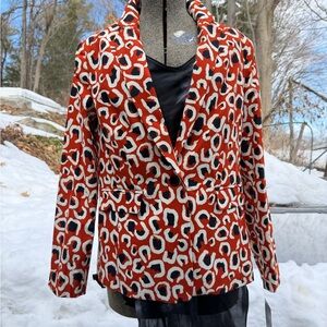 Tahari ASL “ Gucci print” Vibrant Red and Black Patterned Blazer